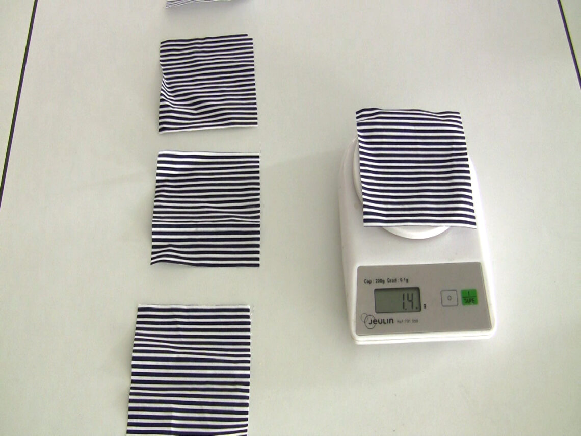 Test textile n°1 : la masse surfacique. Combien reste-t-il de longueur de tissu ?